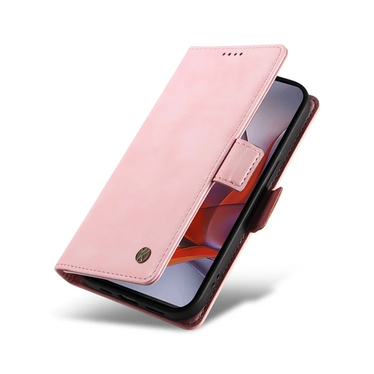 YIKATU YK-007 Cover in Pelle PU con Texture Effetto Cuoio per Motorola Moto G75 5G - Rosa