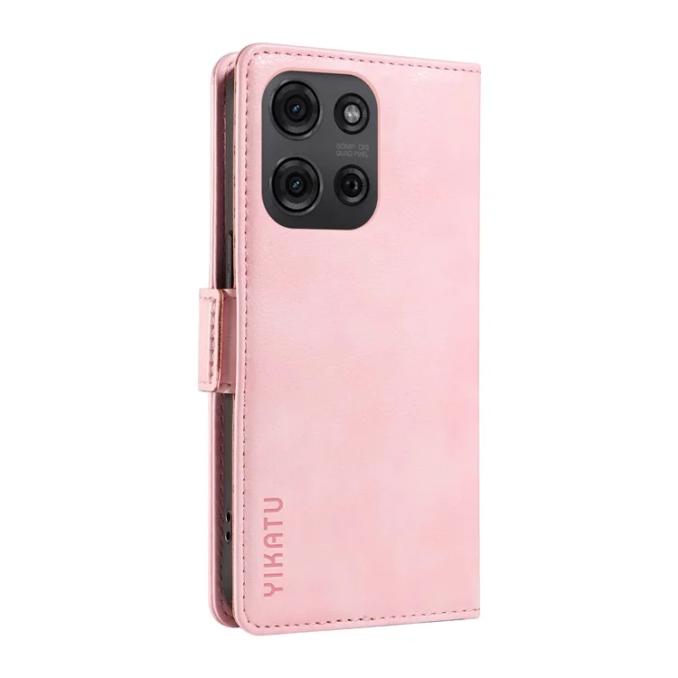 YIKATU YK-007 Cover in Pelle PU con Texture Effetto Cuoio per Motorola Moto G75 5G - Rosa