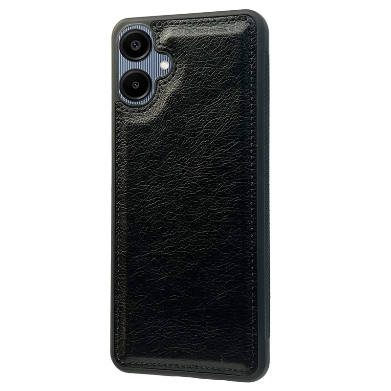 For Samsung Galaxy A06 4G Case Calf Texture PU Leather Anti Fingerprint Back Phone Cover - Black