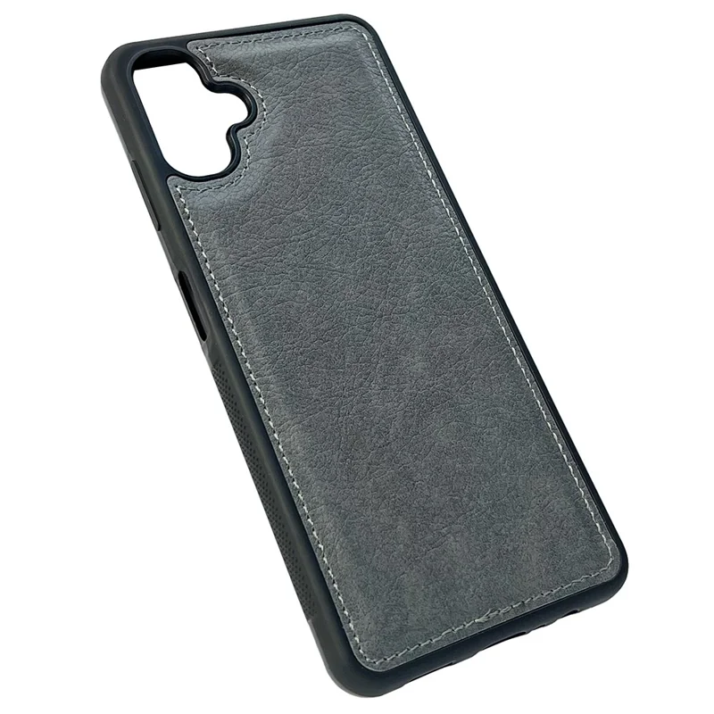 For Samsung Galaxy A06 4G Case Calf Texture PU Leather Anti Fingerprint Back Phone Cover - Grey