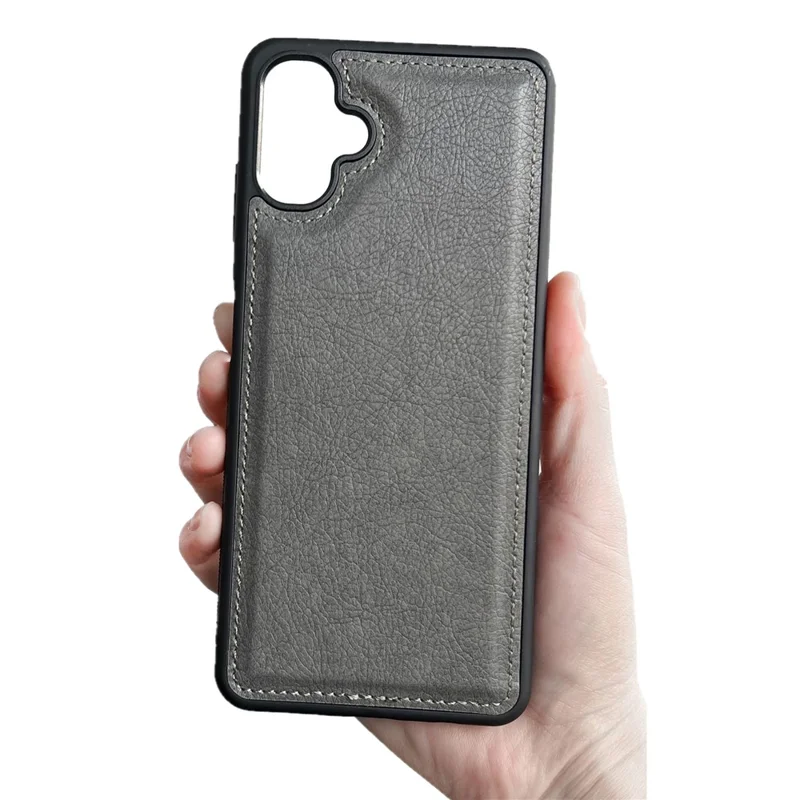 For Samsung Galaxy A06 4G Case Calf Texture PU Leather Anti Fingerprint Back Phone Cover - Grey