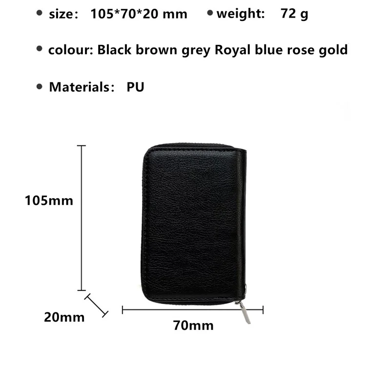 For Samsung Galaxy A06 4G Case Detachable Zipper Card Bag PU TPU Kickstand Phone Case with Strap - Black