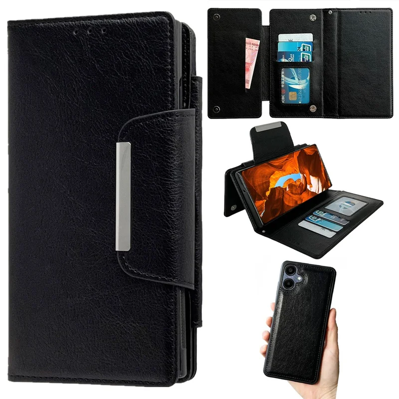 For Samsung Galaxy A06 5G / A06 4G Detachable Cover PU Leather 2 in 1 Magnetic Wallet Phone Case - Black