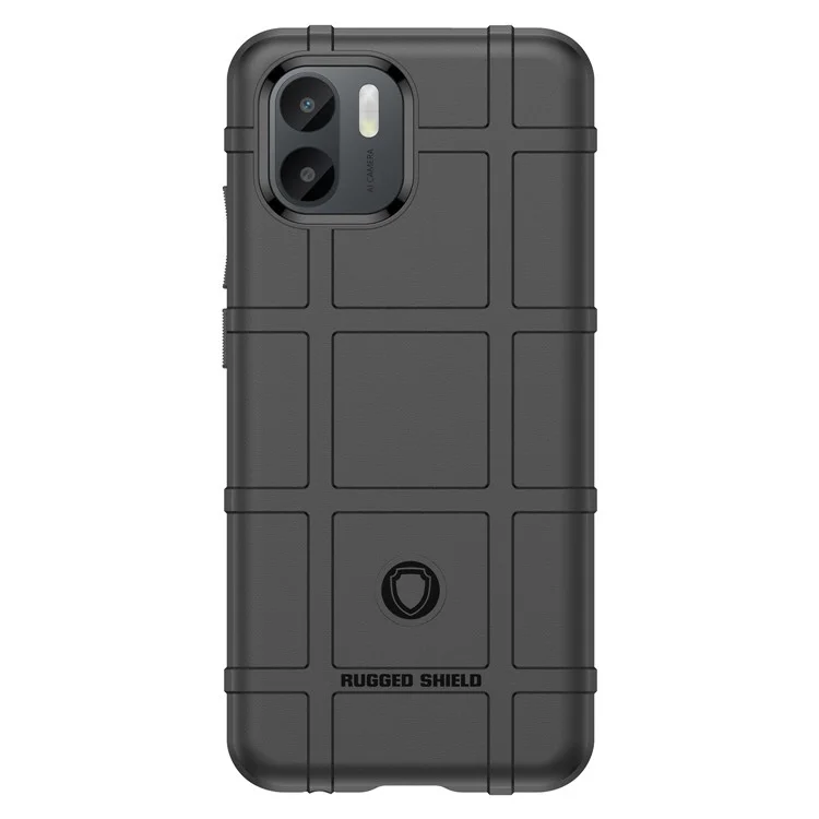 Для Xiaomi Redmi A1 4G Rugged Square Grid Texture Phone Case Drop-proof Soft TPU Cover - Black