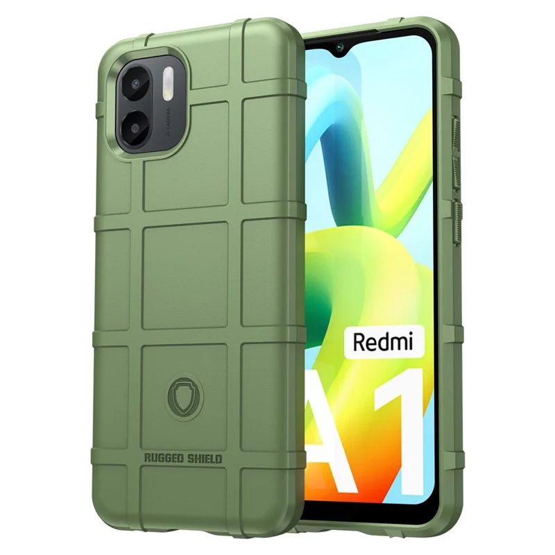 Für Xiaomi Redmi A1 4G robustes quadratisches Gitter-Textur-Handyhülle, stoßfest, weiche TPU-Abdeckung - Grün