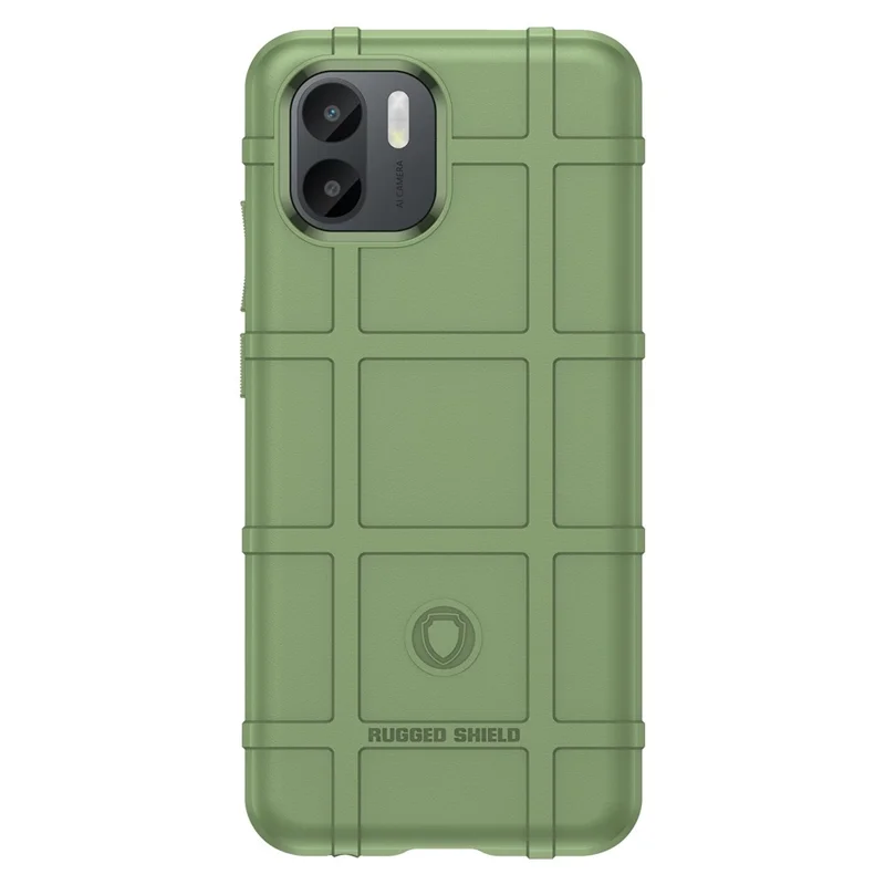 Für Xiaomi Redmi A1 4G robustes quadratisches Gitter-Textur-Handyhülle, stoßfest, weiche TPU-Abdeckung - Grün