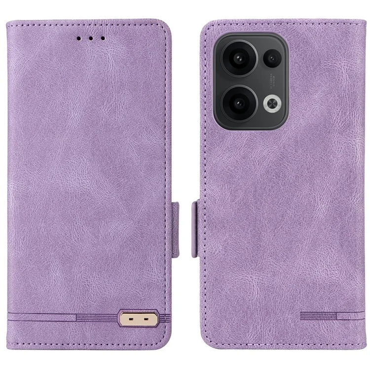 Capa de carteira de couro com decoração de hardware para Oppo Reno13 Pro 5G - Roxo
