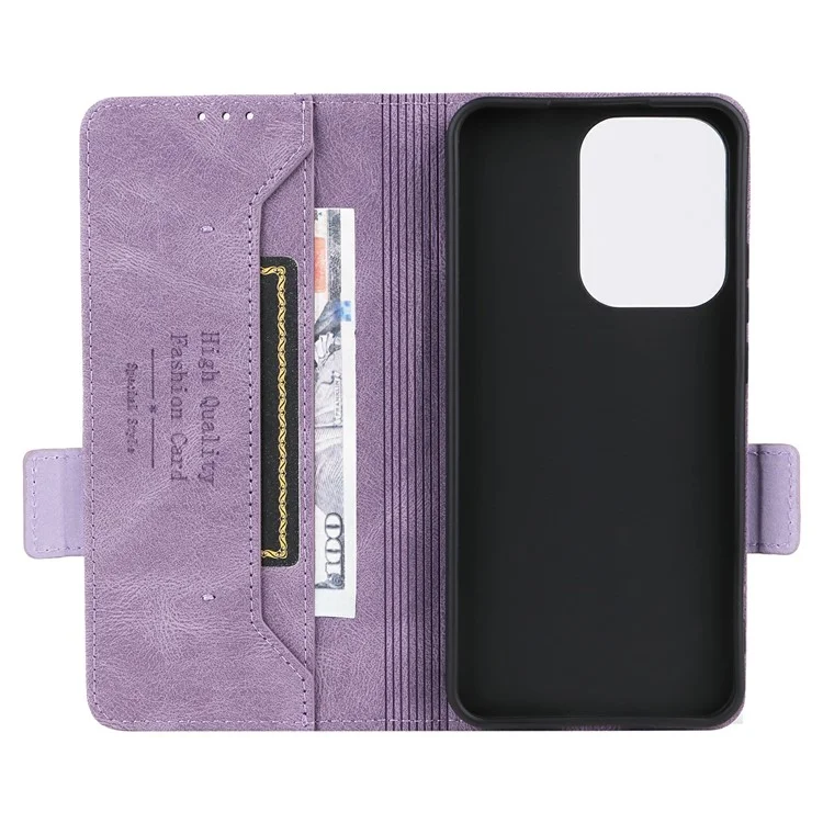 Capa de carteira de couro com decoração de hardware para Oppo Reno13 Pro 5G - Roxo