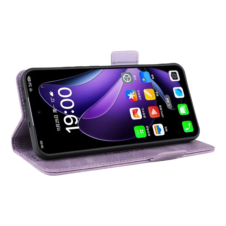 Capa de carteira de couro com decoração de hardware para Oppo Reno13 Pro 5G - Roxo