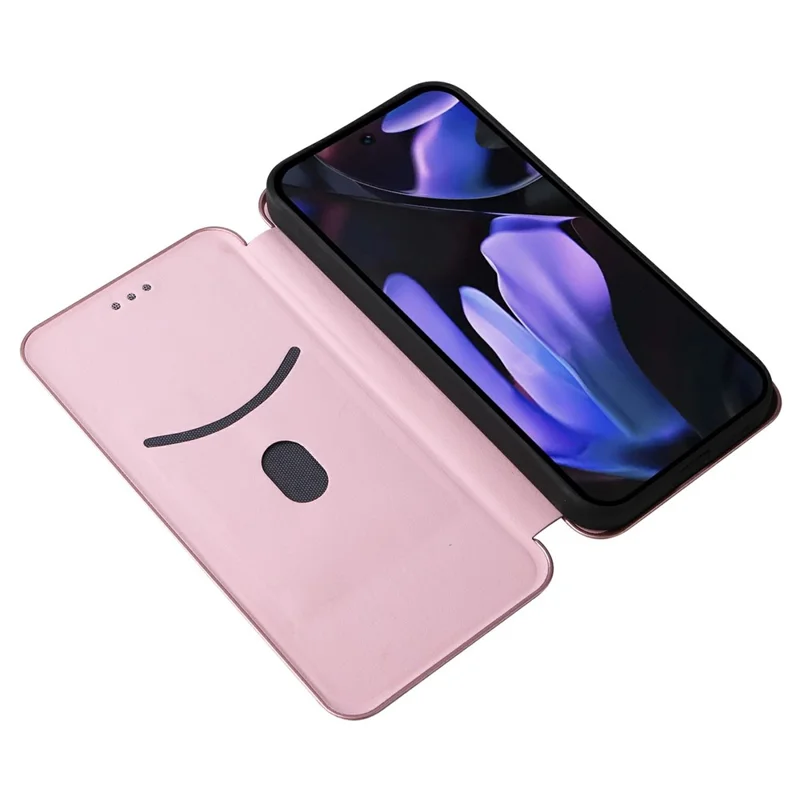 For Google Pixel 9a Case Carbon Fiber Texture Drop-Proof PU Leather Phone Cover - Rose Gold