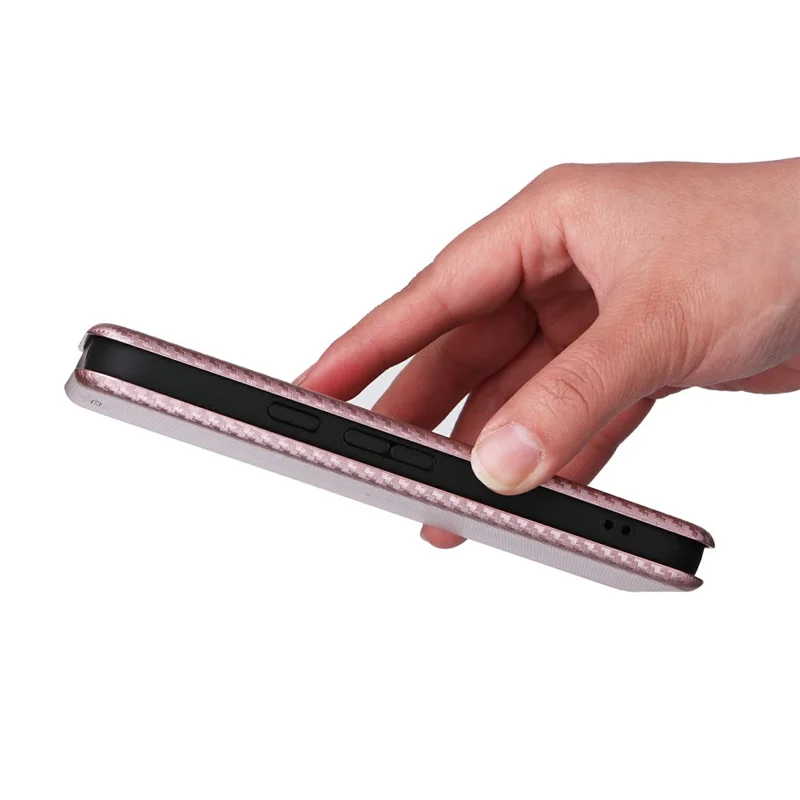 For Google Pixel 9a Case Carbon Fiber Texture Drop-Proof PU Leather Phone Cover - Rose Gold