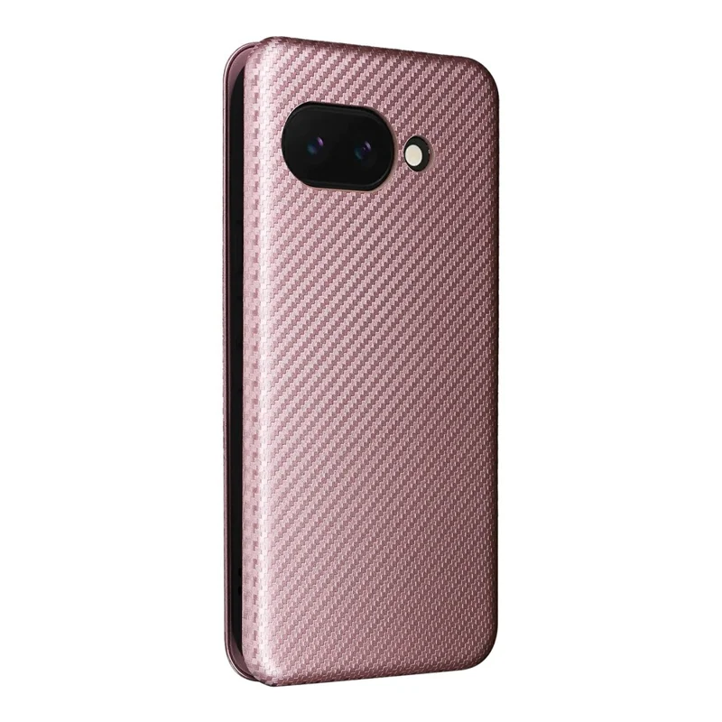 For Google Pixel 9a Case Carbon Fiber Texture Drop-Proof PU Leather Phone Cover - Rose Gold
