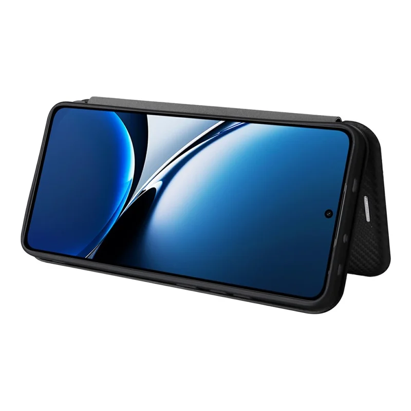 Funda de Fibra de Carbono para Xiaomi Redmi Turbo 4 5G / Poco X7 Pro 5G - Cuero PU Antigolpes con Textura - Color Negro