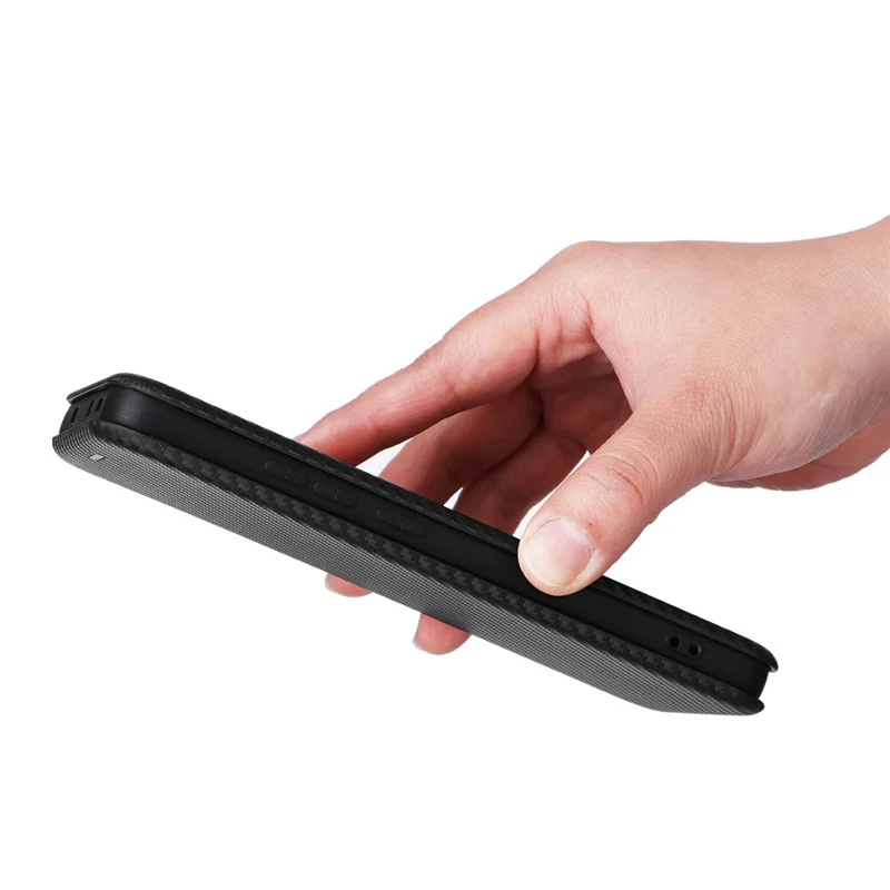 Funda de Fibra de Carbono para Xiaomi Redmi Turbo 4 5G / Poco X7 Pro 5G - Cuero PU Antigolpes con Textura - Color Negro