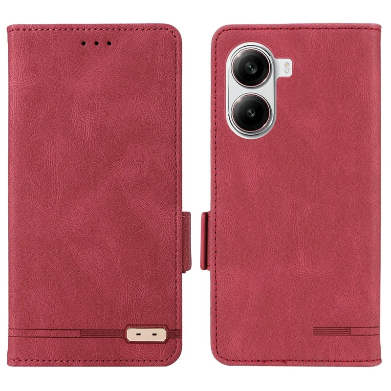 Phone Case for Xiaomi Redmi Turbo 4 5G / Poco X7 Pro 5G Leather Wallet Flip Cover with Hardware Decor - Rose