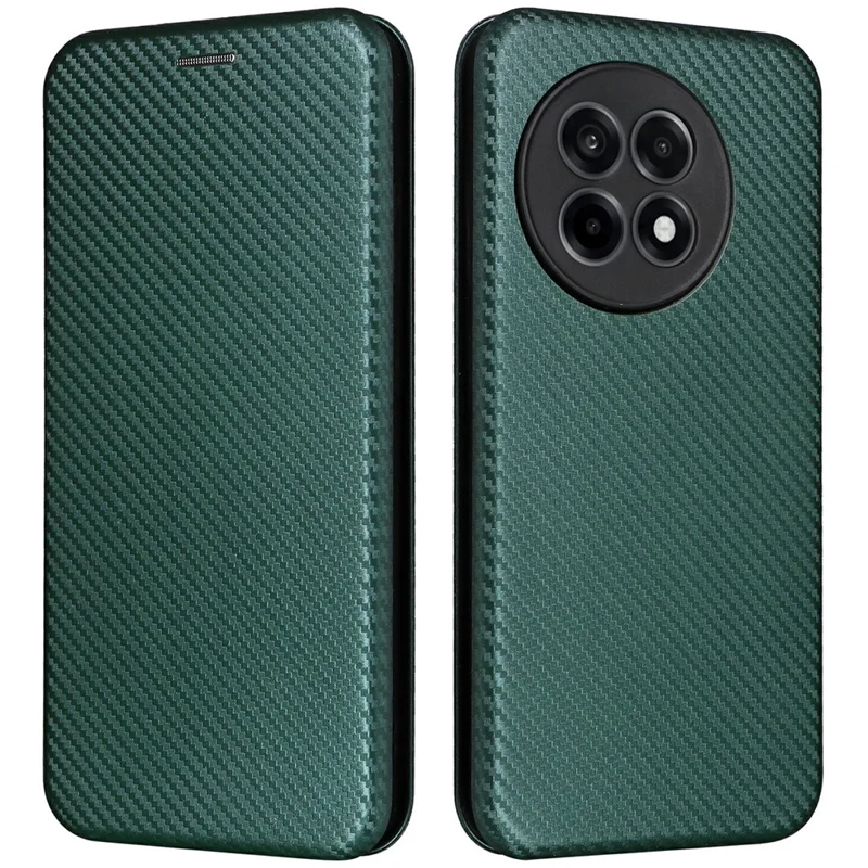 Per OnePlus Ace 5 Pro 5G Custodia in fibra di carbonio Texture a prova di caduta Custodia in pelle PU - Verde