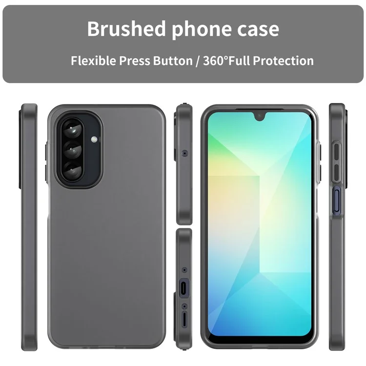 Para Samsung Galaxy A26 5G Funda TPU + PC Cubierta Trasera del Teléfono Diseño Mate Translúcido - Negro