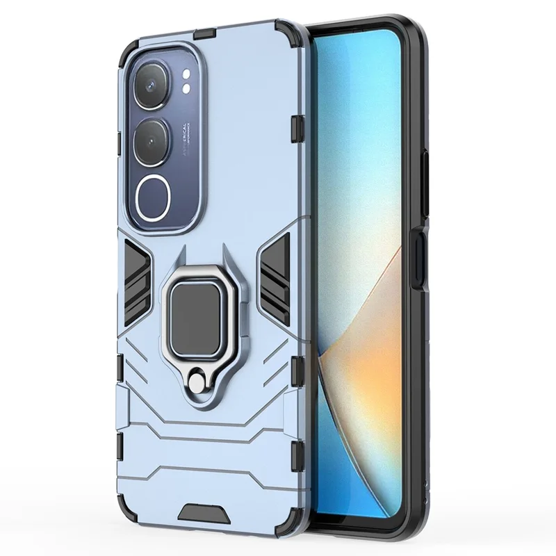 For vivo Y29 5G Case PC + TPU Protective Phone Cover with Ring Kickstand - Blue