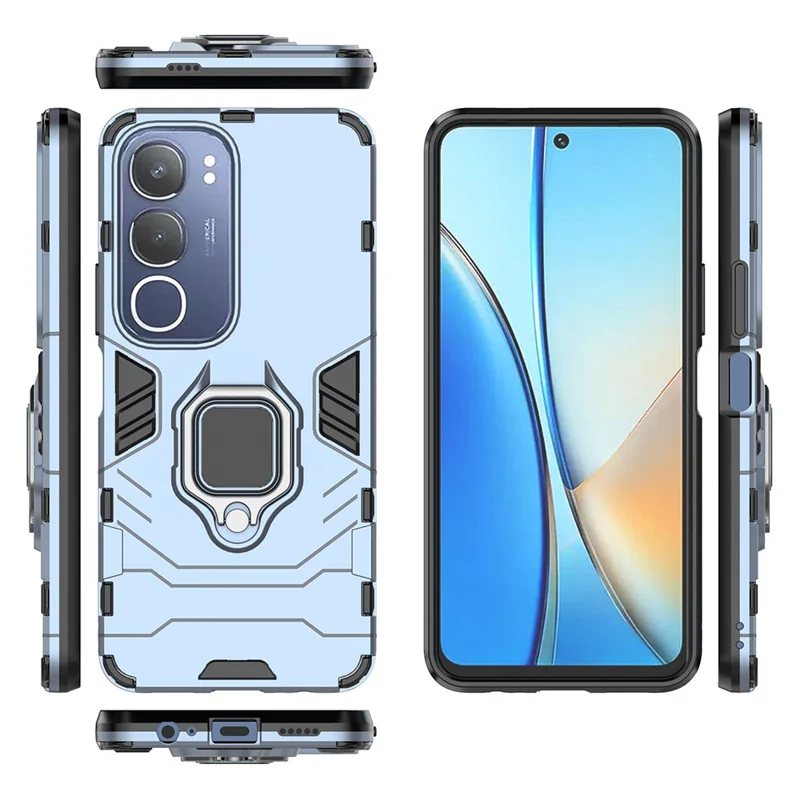 For vivo Y29 5G Case PC + TPU Protective Phone Cover with Ring Kickstand - Blue