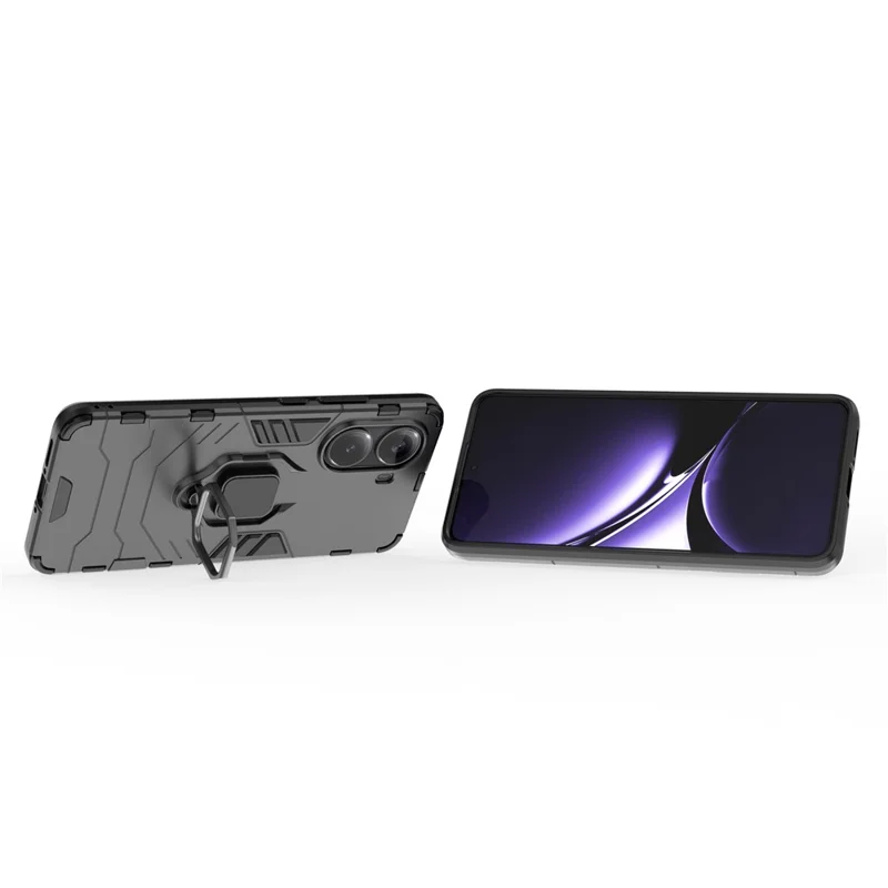 For Xiaomi Redmi Turbo 4 5G Case PC + TPU Protective Phone Cover with Ring Kickstand - Black