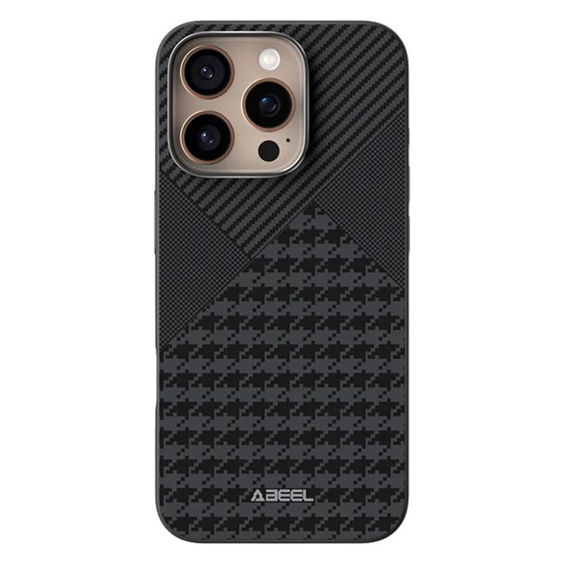 ABEEL For iPhone 16 Pro Case Compatible with MagSafe Micro-Embossing PC TPU Aluminum Alloy Leather Phone Cover