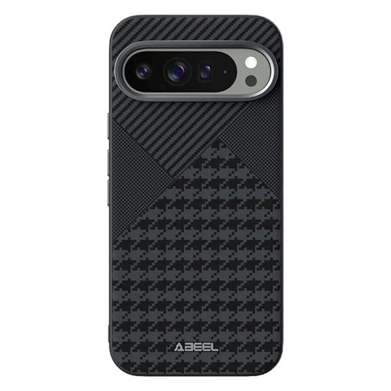 ABEEL Para Google Pixel 9 Pro / Funda Pixel 9 Compatible con MagSafe Micro-Grabado PC TPU Aleación de Aluminio Funda de Cuero para Móvil