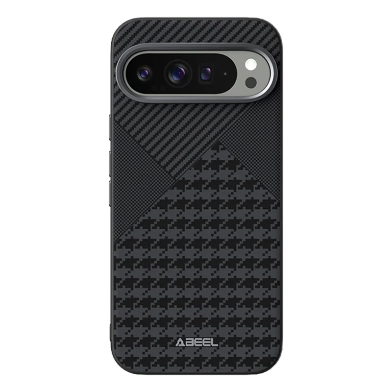 ABEEL For Google Pixel 10 Pro XL / 9 Pro XL Magnetic Case Micro-Embossing PC TPU Aluminum Alloy Leather Phone Cover