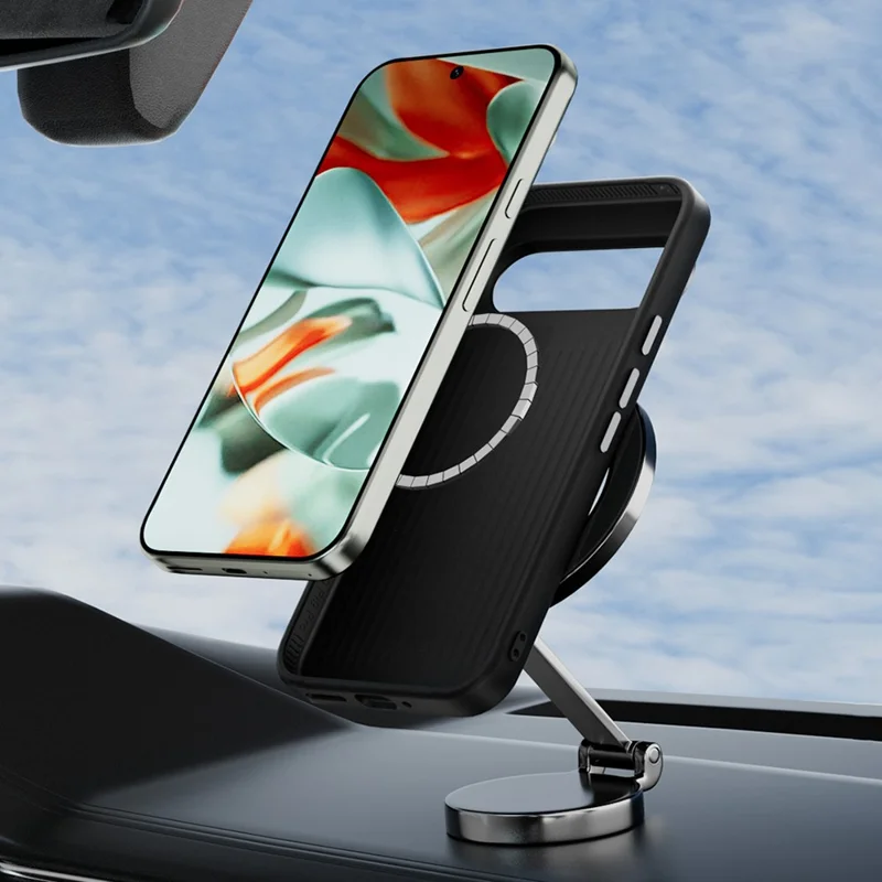 ABEEL For Google Pixel 10 Pro XL / 9 Pro XL Magnetic Case Micro-Embossing PC TPU Aluminum Alloy Leather Phone Cover