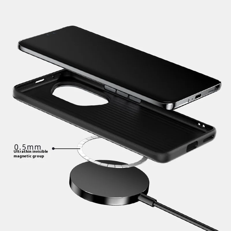 ABEEL voor Honor 300 hoesje compatibel met MagSafe Micro-Embossing PC TPU aluminiumlegering lederen telefoonhoes