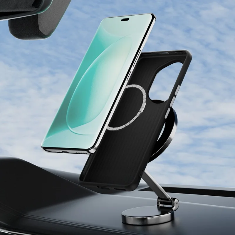 ABEEL voor Honor 300 hoesje compatibel met MagSafe Micro-Embossing PC TPU aluminiumlegering lederen telefoonhoes