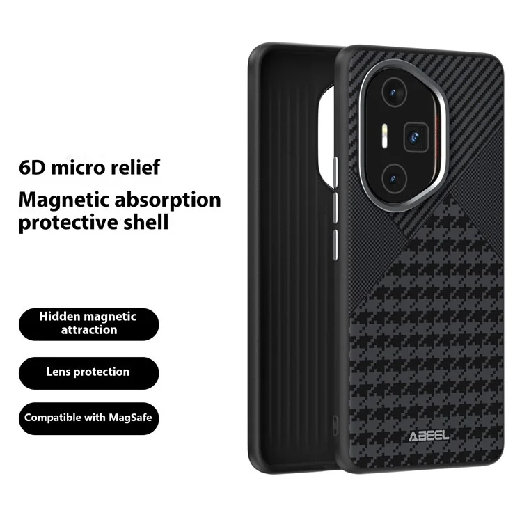ABEEL For Honor 300 Ultra Case Compatible with MagSafe Micro-Embossing PC TPU Aluminum Alloy Leather Phone Cover