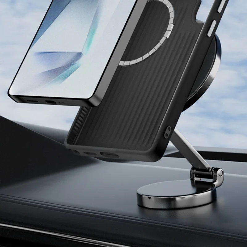 ABEEL For Samsung Galaxy S25 Case Magnetic Case Micro-Embossing PC TPU Aluminum Alloy Leather Phone Cover