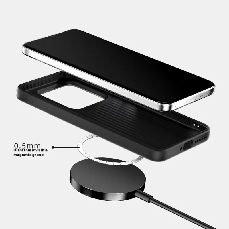 ABEEL For Xiaomi 15 Case Compatible with MagSafe Micro-Embossing PC TPU Aluminum Alloy Leather Phone Cover