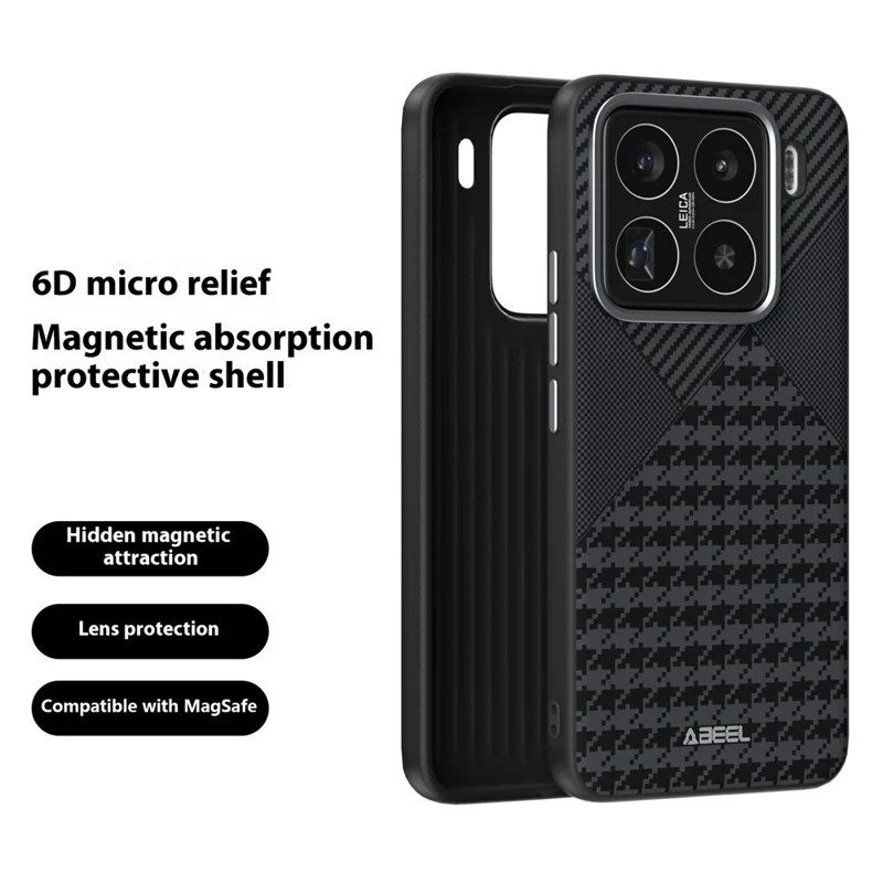 ABEEL Für Xiaomi 15 Pro Hülle MagSafe-kompatibel PC TPU Aluminium Legierung PU Handy-Rückseite Schutzhülle