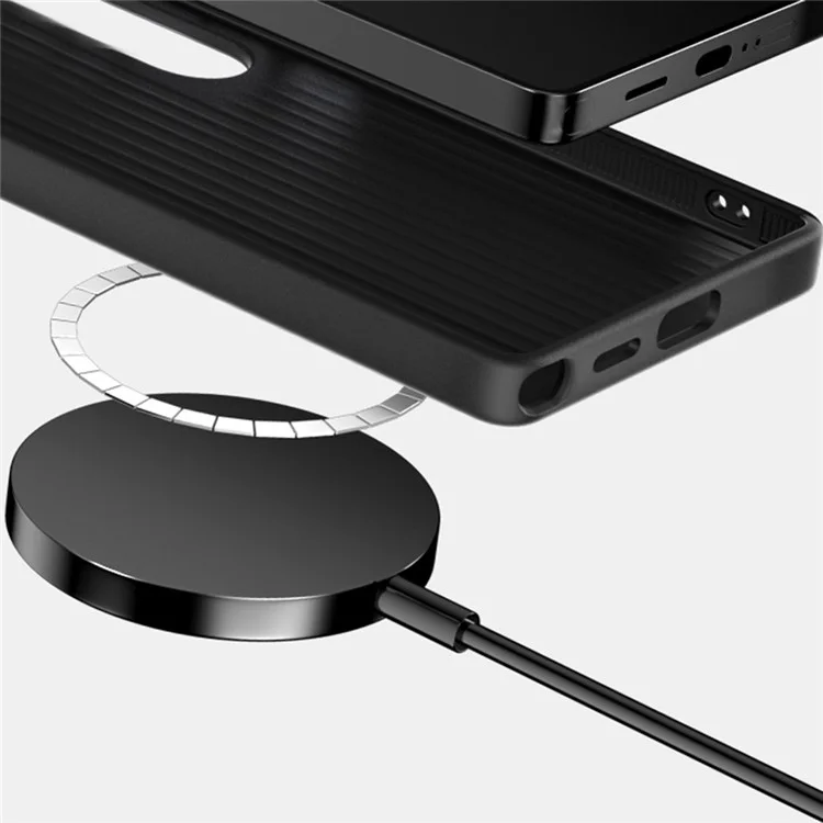 ABEEL Для Samsung Galaxy S24 FE Чехол, совместимый с MagSafe, из поликарбоната, TPU, алюминиевого сплава и искусственной кожи для задней крышки телефона