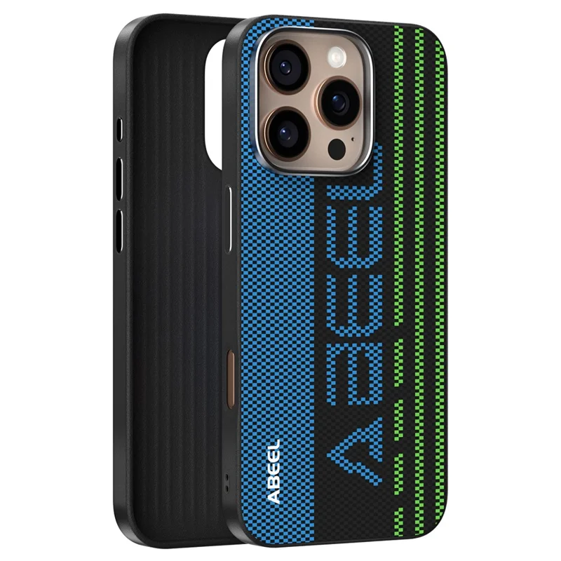 ABEEL For iPhone 16 Pro Max Case Compatible with MagSafe Micro-Embossing 6D Printed PC TPU Aluminum Alloy Leather Phone Cover - Outstanding No. 1