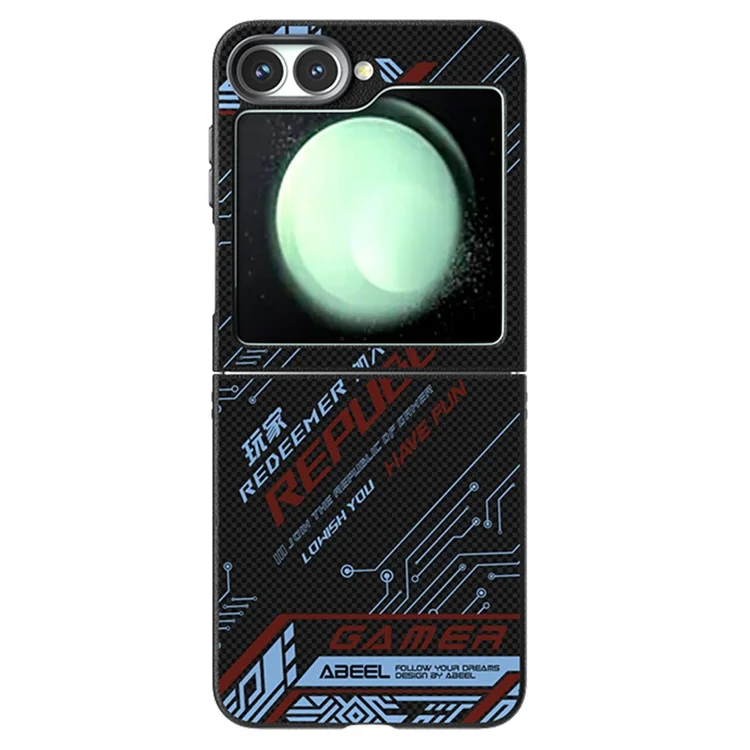 ABEEL For Samsung Galaxy Z Flip6 5G Case Compatible with MagSafe Printed PC TPU Aluminum Alloy Leather Phone Cover - Outstanding No. 4
