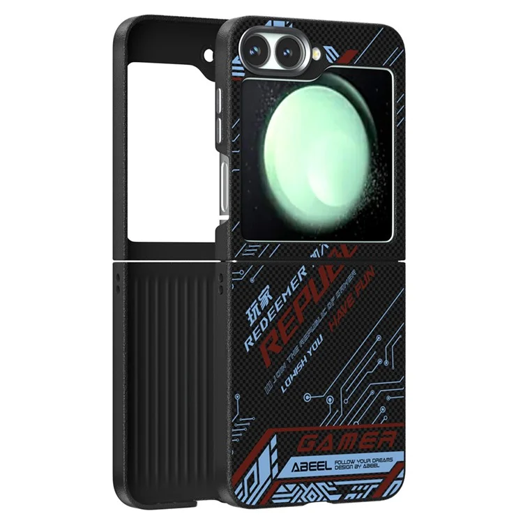 ABEEL For Samsung Galaxy Z Flip6 5G Case Compatible with MagSafe Printed PC TPU Aluminum Alloy Leather Phone Cover - Outstanding No. 4