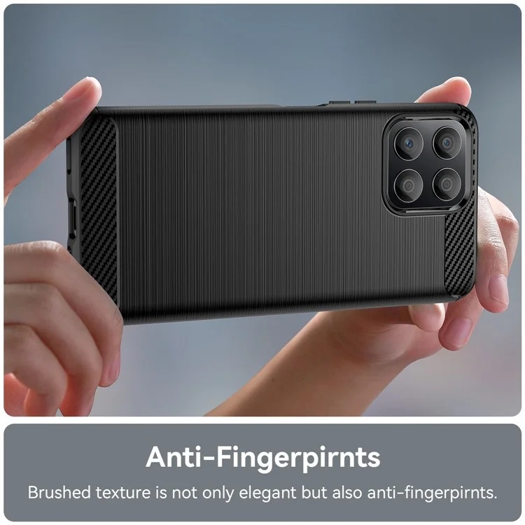 Custodia per telefono TPU per Honor X30i Anti-caduta, Custodia antiurto, Texture in fibra di carbonio, Superficie spazzolata, Custodia per telefono - Nero