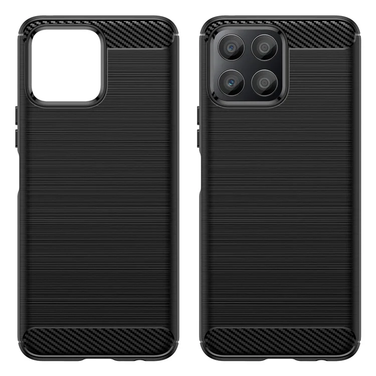 Custodia per telefono TPU per Honor X30i Anti-caduta, Custodia antiurto, Texture in fibra di carbonio, Superficie spazzolata, Custodia per telefono - Nero
