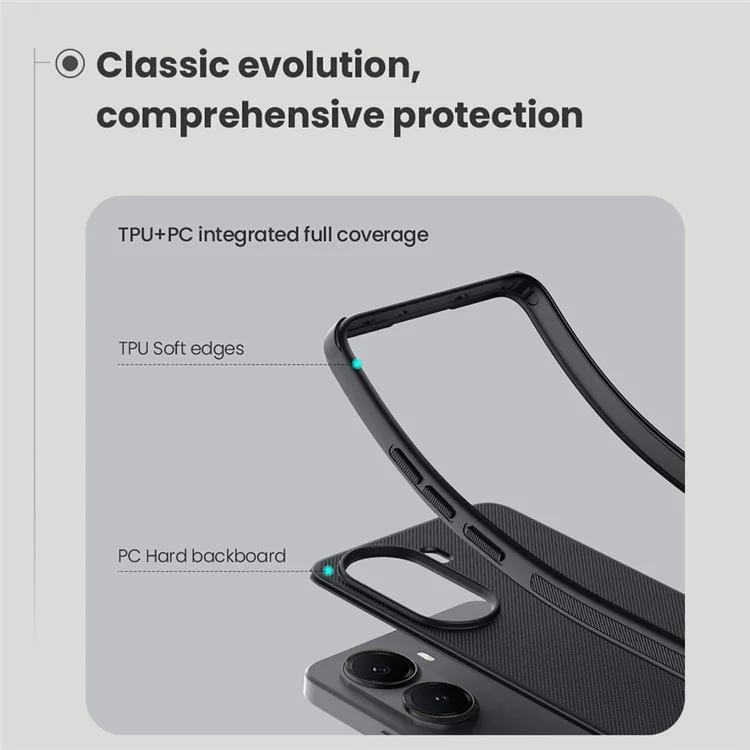 NILLKIN Frosted Shield Pro For Xiaomi Poco X7 Pro 5G Case Matte PC + TPU Phone Cover - Black