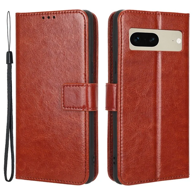 Para Google Pixel 7 5g Cuase de Teléfono Magnético Case de Teléfono Protector Plegable Crazy Horse Texture PU Cuero Tapa de la Billetera - Marrón