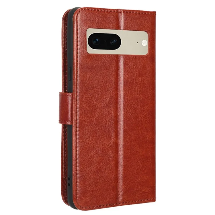 Para Google Pixel 7 5g Cuase de Teléfono Magnético Case de Teléfono Protector Plegable Crazy Horse Texture PU Cuero Tapa de la Billetera - Marrón
