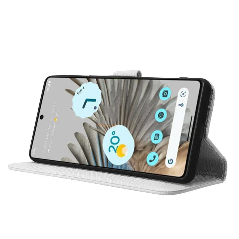 For Google Pixel 7 5G Anti-wear Phone Case Diamond Texture PU Leather Cellphone Flip Wallet Cover with Stand - White
