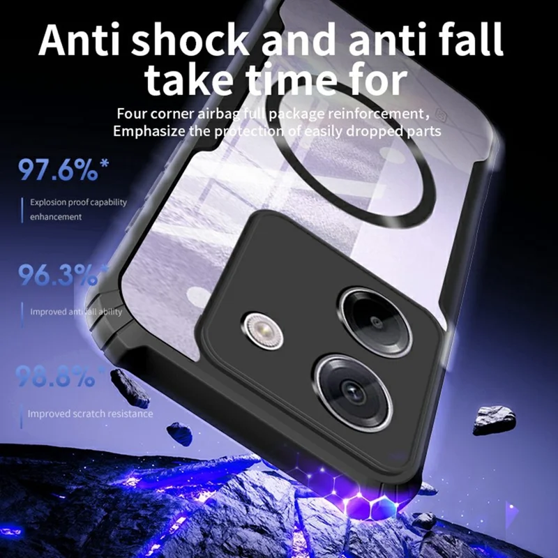 For Xiaomi Poco M7 Pro 5G Case Magnetic Case Reinforced Corners TPU + Acrylic Phone Cover