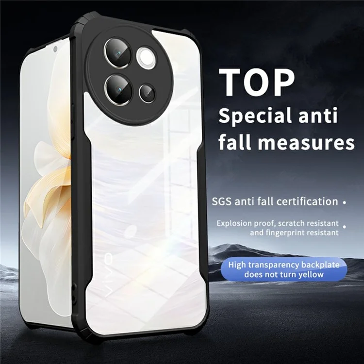 Чехол для vivo V40 Lite 5G с усиленными углами, TPU + акриловая прозрачная накладка на телефон