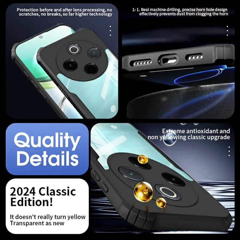 For vivo Y300 Pro 5G Case Reinforced Corners TPU + Acrylic Clear Phone Cover