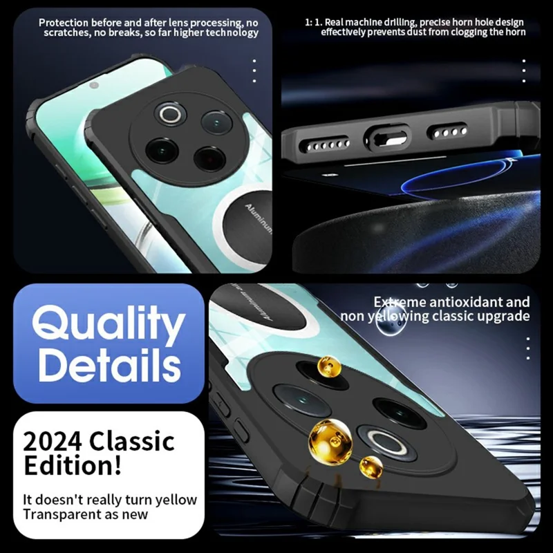 For vivo Y300 Pro 5G Case Reinforced Corners TPU + Acrylic Heat Dissipation Phone Cover