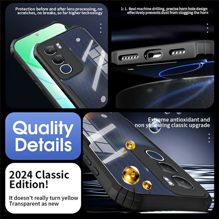 For vivo Y19s 4G Case Reinforced Corners TPU + Acrylic Clear Phone Cover