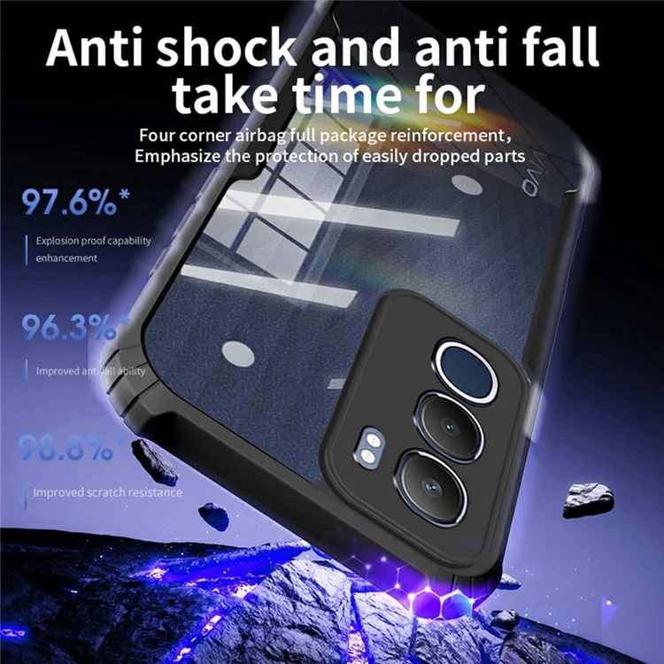 For vivo Y19s 4G Case Reinforced Corners TPU + Acrylic Clear Phone Cover